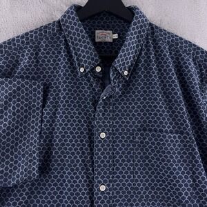 Faherty Stretch Playa Shirt Mens Size XL Blue Scale Print Button Down Casual